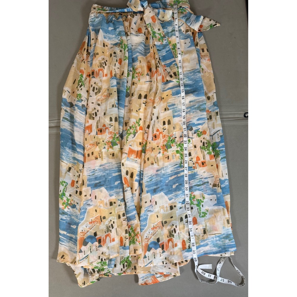 Her Destiny Multicolor Mediterranean Print Maxi Skirt Women Large Excellent
